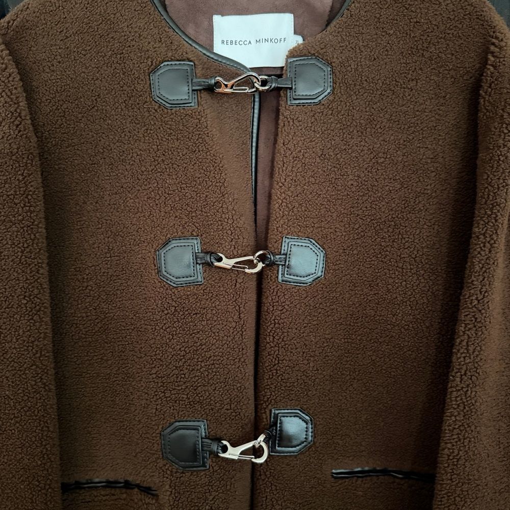 NWT Rebecca Minkoff Chocolate Brown Shearling Toggle Jacket Women’s Size XL - Picture 7 of 11